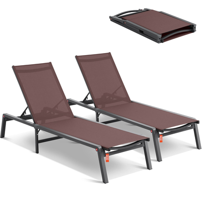 VEVOR Chaise Lounge Chair Outdoor Patio Lounge Chair Ρυθμιζόμενη 5 θέσεων 2 τμχ