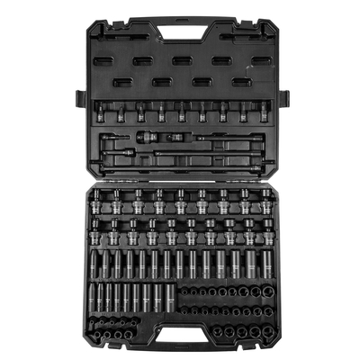 VEVOR 3/8&quot; Drive Impact Socket Set, 90 Piece Socket Set SAE 1/4&quot;-3/4&quot; and Metric 6-19mm, 6 Point Cr-Mo Alloy Steel for Auto Repair, Includes Extension Bars Universal Joint Adapter Lock Storage Case