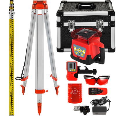 VEVOR Red Rotary Laser Level Self Leveling Measuring Αυτόματη αυτοεπιπεδούμενη στάθμη λέιζερ 360 μοιρών Περιστροφική σάρωση 500m + τρίποδο + 5 μέτρα Προσωπικό