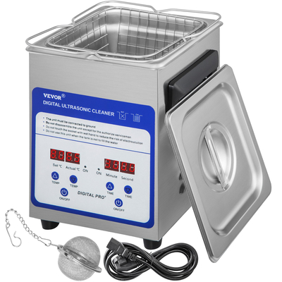 VEVOR Digital Ultrasonic Cleaner 2L Ultrasonic Cleaning Machine 40kHz Sonic Cleaner Machine 316 &amp; 304 Inox Steel Ultrasonic Cleaner Machine with Heater &amp; Timer for Cleaning Jewelry Glasses Watch