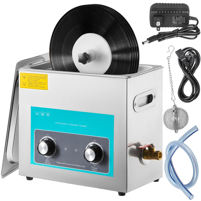 VEVOR Ultrasonic Vinyl Record Cleaner 6L 40kHz Vinyl Ultrasonic Cleaning Ponb Control Record Ultrasonic Cleaner 8 Records Vinyl Sonic Cleaner Δεξαμενή από ανοξείδωτο χάλυβα με μηχανικό θερμαντήρα &amp; χρονοδιακόπτη