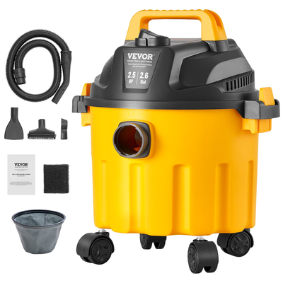 VEVOR Wet/Dry Shop Vacuum Vac 10L 2 Peak HP με πλούσια προσαρτήματα ακροφυσίων Κίτρινο