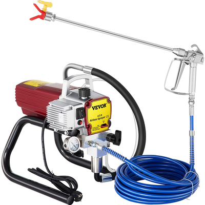 VEVOR Pro Airless Paint Wall Paint Sprayer 1500W Electric Sprayer Gun Kit, 22Mpa Ρυθμιζόμενη πίεση ψεκασμού με σωλήνα 15M για τοίχο και οροφή/Βαφή ξύλου και μετάλλου