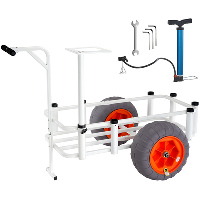 VEVOR Beach Fishing Cart, χωρητικότητα 350 lbs, ψάρι και θαλάσσιο καρότσι με δύο 16&quot; Big Wheels PU Balloon ελαστικά για άμμο, βαρέως τύπου καροτσάκι αλουμινίου Pier Wagon με 8 καλάμια για ψάρεμα, πικνίκ