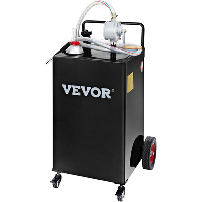 VEVOR Fuel Caddy Δεξαμενή αποθήκευσης καυσίμου 35 γαλόνι 4 τροχοί με Manuel Pump, μαύρο