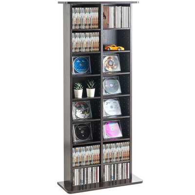 VEVOR Media Storage Cabinet 8 στρωμάτων Ρυθμιζόμενα ράφια DVD 464 CD Espresso