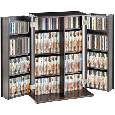 VEVOR Media Storage Cabinet 4 στρώσεων Ρυθμιζόμενα ράφια DVD 576 CD Espresso