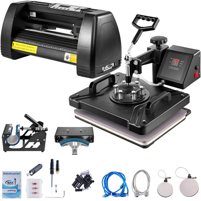 Μηχανή μεταφοράς θερμότητας VEVOR, Vinyl Cutter Plotter 14 ιντσών/375 χιλιοστών, Πολυλειτουργική πλάκα πρέσας 12 x 15 ιντσών, εξάχνωση εκτυπωτή Art Craft