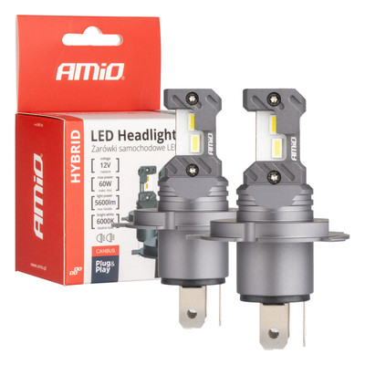 ΛΑΜΠΕΣ LED H4 12V 60W 6.000K 5.600lm +400% LED CAN-BUS HYBRID SERIES AMIO - 2 ΤΕΜ.