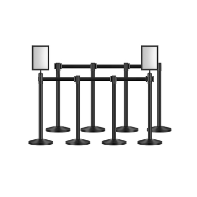 VEVOR 8 τμχ Stanchion Post με 4 αναδιπλούμενες ζώνες &amp; 2 θήκες πινακίδων κοίλη βάση