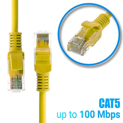 Καλώδιο Ethernet 1m CAT 5E Κίτρινο