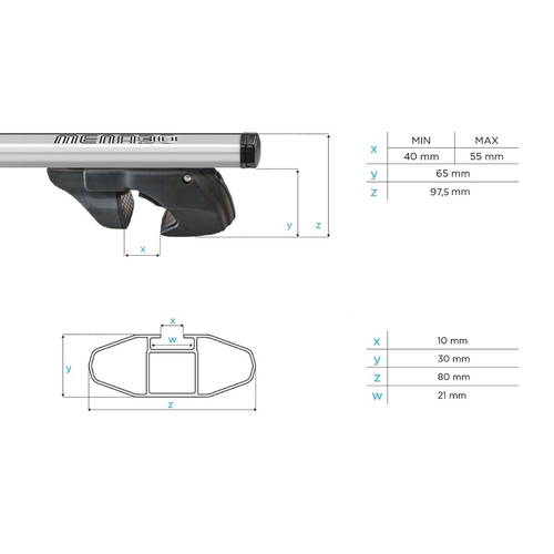 ΜΠΑΡΕΣ ΟΡΟΦΗΣ ΑΛΟΥΜΙΝΙΟΥ JACKSON 120 cm MENABO (STANDARD/RAISED RAILS) - 2 ΤΕΜ.