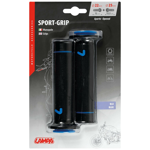 ΧΕΙΡΟΛΑΒΕΣ ΤΙΜΟΝΙΟΥ ΜΗΧΑΝΗΣ SPORT-GRIP ΜΑΥΡΟ/ΜΠΛΕ (22 mm-12cm/25mm-12,5cm) LAMPA - 2 ΤΕΜ.