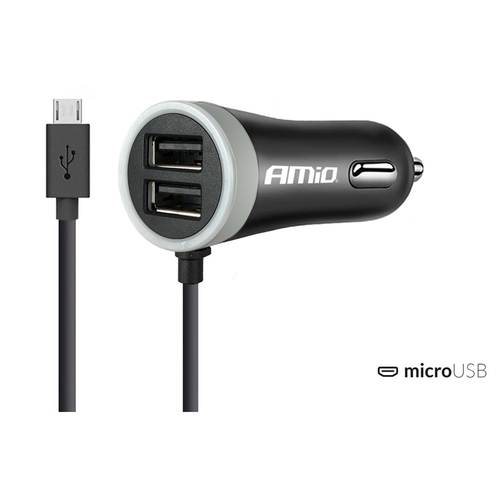 ΦΟΡΤΙΣΤΗΣ ΑΝΑΠΤΗΡΑ 12V 2,4A ΜΕ 2 ΘΥΡΕΣ USB ΚΑΙ 1 MICRO USB ΜΕ ΚΑΛΩΔΙΟ AMiO – 1 ΤΕΜ.