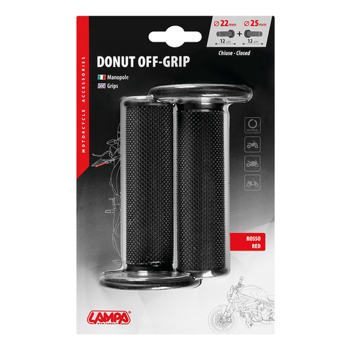 ΧΕΡΟΥΛΙΑ MOTO DONUT OFF-ROAD ΜΑΥΡΑ/ΚΟΚΚΙΝΑ 22MM+25MM 12CM 2ΤΕΜ