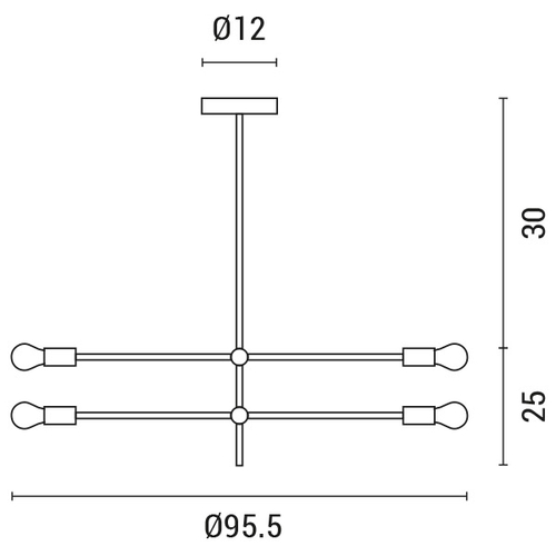 ARTE ILLUMINA ΦΩΤΙΣΤΙΚΟ ΚΡΕΜΑΣΤΟ 4xΕ27  100x55 ΜΑΥΡΟ