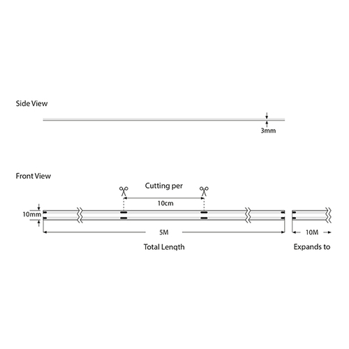 ΤΑΙΝΙΑ LED COB 5M 12W 24V RGBWW 3000K 640L/M IP44 PRO