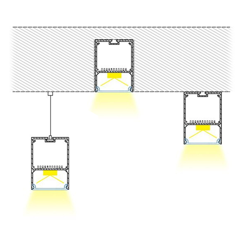 GloboStar® SURFACEPENDANT-PROFILE 70826-3M Προφίλ Αλουμινίου - Βάση & Ψύκτρα Ταινίας LED με Λευκό Γαλακτερό Κάλυμμα - Επιφανειακή & Κρεμαστή Χρήση - Πατητό Κάλυμμα - Ασημί - 3 Μέτρα - Μ300 x Π5 x Υ7cm