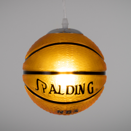 GloboStar® SPALDING NBA 00645 Μοντέρνο Κρεμαστό Παιδικό Φωτιστικό Οροφής Μονόφωτο 1 x E27 Πορτοκαλί Γυάλινο Φ18 x Υ18cm