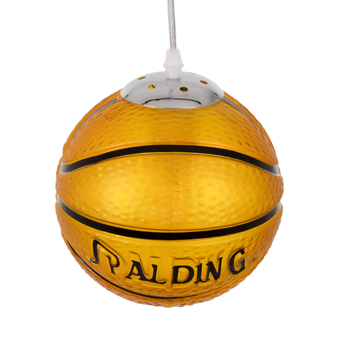 GloboStar® SPALDING NBA 00645 Μοντέρνο Κρεμαστό Παιδικό Φωτιστικό Οροφής Μονόφωτο 1 x E27 Πορτοκαλί Γυάλινο Φ18 x Υ18cm