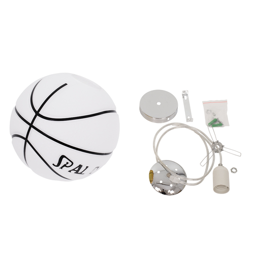 GloboStar® SPALDING NBA 01031 Μοντέρνο Κρεμαστό Παιδικό Φωτιστικό Οροφής Μονόφωτο 1 x E27 Λευκό Μαύρο Γυάλινο Φ25 x Υ25cm