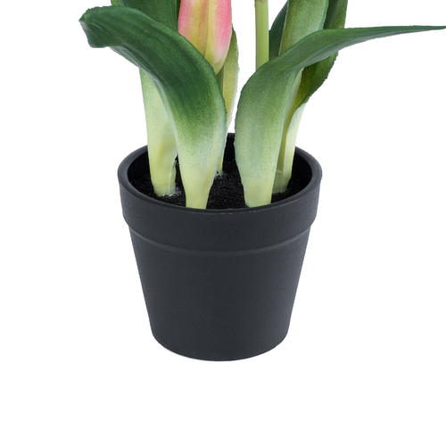 GloboStar® Artificial Garden PINK TULIP 21092 Διακοσμητικό Φυτό Ροζ Τουλίπα Υ23cm