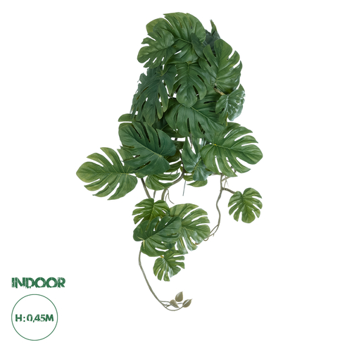 GloboStar® Artificial Garden MONSTERA HANGING PLANT 20605 Τεχνητό Διακοσμητικό Κρεμαστό Φυτό Μονστέρα Υ45cm