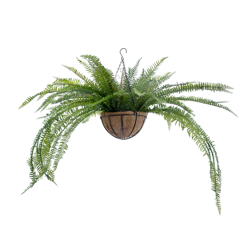 GloboStar® Artificial Garden FERN HANGING PLANT 20624 Τεχνητό Κρεμαστό Διακοσμητικό Φυτό Φτέρης Y90cm