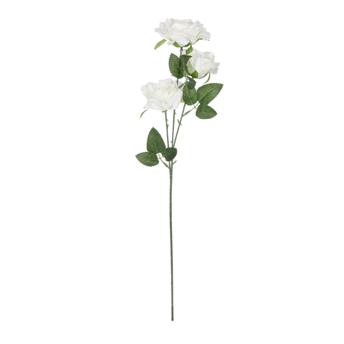 GloboStar® Artificial Garden WHITE ROSE BRANCH 21138 Τεχνητό Διακοσμητικό Κλαδί Λεύκο Τριαντάφυλλο Y66cm