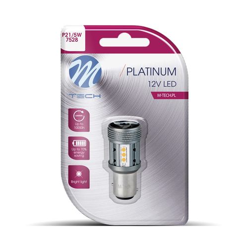 P21/5W 12/24V BAY15d 12xSMD3030 LED CAN-BUS ΚΟΚΚΙΝΟ PLATINIUM BLISTER M-TECH - 1 Τεμ.