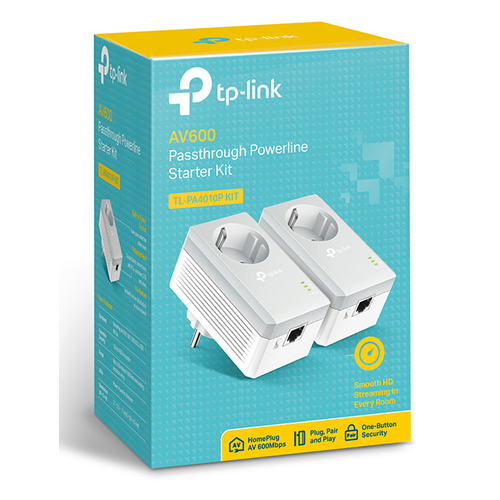 TP-LINK AV600 Passthrough Powerline Starter Kit TL-PA4010P, Ver. 4.0