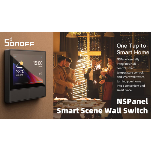 SONOFF smart panel ελέγχου NSPanel με οθόνη αφής, 2-gang, Wi-Fi, γκρι