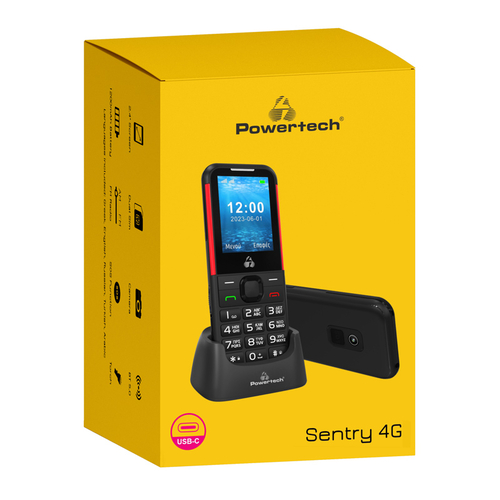 POWERTECH κινητό τηλέφωνο Sentry 4G PTM-33, SOS Call, με φακό, μαύρο