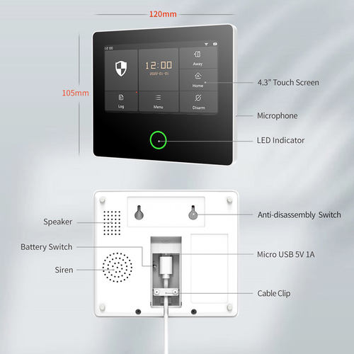 POWERTECH ασύρματο σύστημα συναγερμού PT-1125, αφής, Wi-Fi, 2G, TUYA