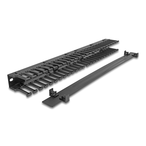 DELOCK cable management 67022 για rack 19"/1U, 3 ανοίγματα, μεταλλικό/πλαστικό, μαύρο