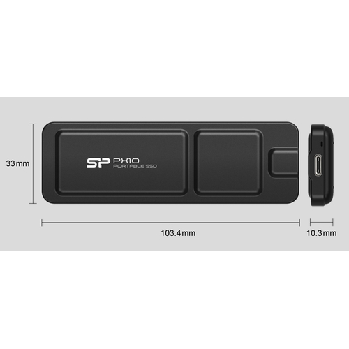 SILICON POWER εξωτερικός SSD PX10, 512GB, USB 3.2, 1050-1050MB/s, μαύρος