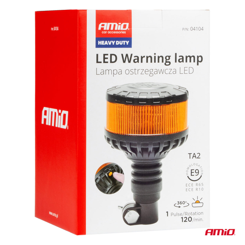 ΦΑΡΟΣ HEAVY DUTY W28P 12/24V 16LED ΕΛΑΣΤΙΚΟΣ ΒΙΔΩΤΟΣ ΠΟΡΤΟΚΑΛΙ Υ169mm Φ110mm AMIO - 1 τεμ.