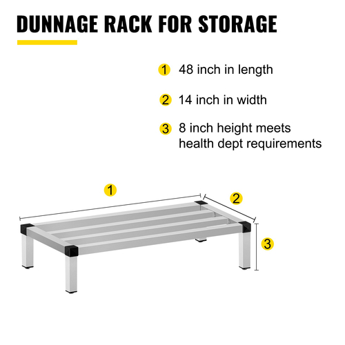 VEVOR 48&#039;&#039;x14&#039;&#039;x8&#039;&#039; Αλουμίνιο Dunnage Rack Εμπορικό Δάπεδο Ράφι τροφίμων 1000lbs