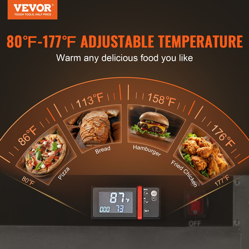 VEVOR Hot Box Food Warmer 4-Tier Concession Θερμαντικό ντουλάπι με δίσκο νερού