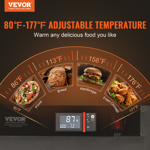 VEVOR Hot Box Food Warmer 5-Tier Concession Θερμαντικό ντουλάπι με δίσκο νερού