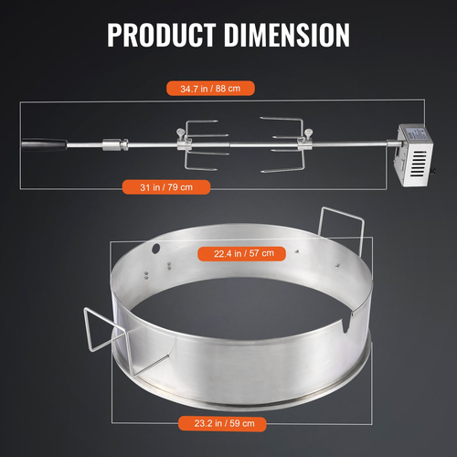 VEVOR BBQ Rotisserie Ring Kit για βραστήρα 22&quot; Σχάρες κάρβουνου από ανοξείδωτο χάλυβα