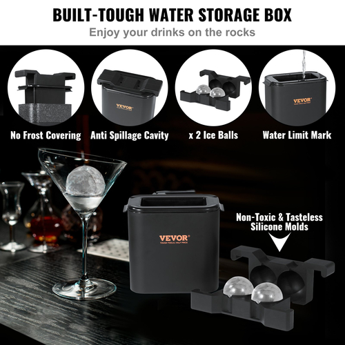 VEVOR Ice Ball Maker, Crystal Clear Ice Ball Maker 2,36 ιντσών Ice Sphere Maker με Storage Bag και Ice Clamp, Round Clear Ice Cube 2-Cavity Ice Presser for Whisky Scotch Cocktail Brandy