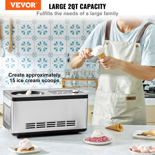 VEVOR 2 Quart Automatic Ice Cream Machine Electric Yogurt Gelato Make Silver