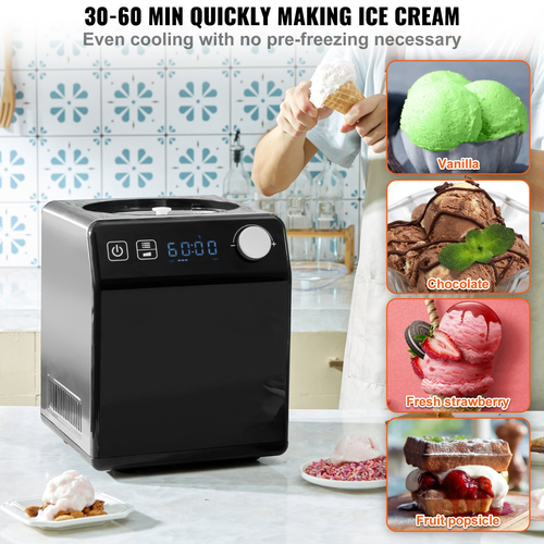 VEVOR 2 Quart Automatic Ice Cream Machine Electric Yogurt Gelato Make Black