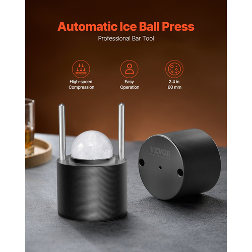 VEVOR Ice Ball Press Kit Ice Ball Maker 2,4&quot;/60mm Clear Sphere Whiskys Scot