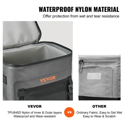 Τσάντα VEVOR Soft Cooler Bag, 30 κουτάκια Soft Sided Cooler Bag στεγανή με φερμουάρ, αδιάβροχη μονωμένη τσάντα soft cooler, ελαφρύ &amp; φορητό πτυσσόμενο ψυγείο για παραλία, πεζοπορία, πικνίκ, κάμπινγκ, ταξίδια