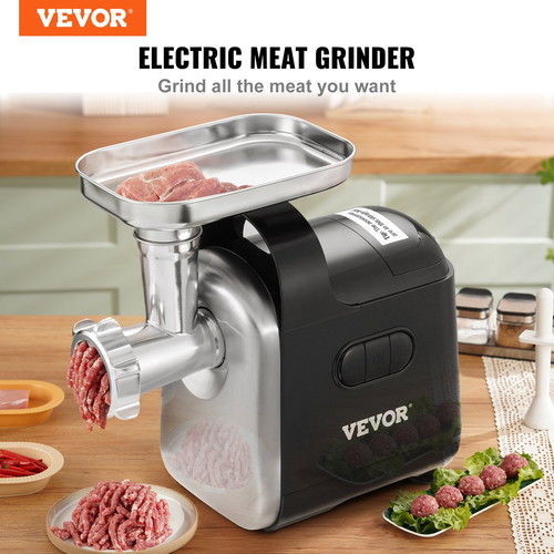 VEVOR Ηλεκτρικός μύλος κρέατος VEVOR, 6,6 Lb/min, 550W (2200W MAX) Βιομηχανική μηχανή κιμά με 2 λεπίδες, 3 πλάκες λείανσης, αλλαντοποιός &amp; κιτ Kubbe ABS + Ανοξείδωτος βιομηχανικός μύλος κρέατος, ETL