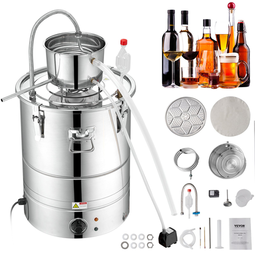 VEVOR Essential Oil Still Water Distiller 13Gal with Thumper Keg &amp; Water Pump