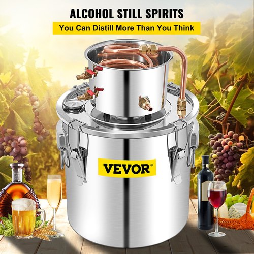 VEVOR Alcohol Still, 50L από ανοξείδωτο ατσάλι Νερό Οινοπνευματοποιητής Distiller με Συμπυκνωτή, 13,2Gal Boiler Οινοπαραγωγής με Χάλκινο σωλήνα, Home Brewing Kit με ενσωματωμένο θερμόμετρο