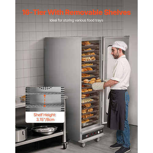 VEVOR Hot Box Food Warmer 16-Tier Concession Θερμαντικό ντουλάπι με δίσκο νερού